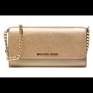 michael kors jet set travel wallet chain